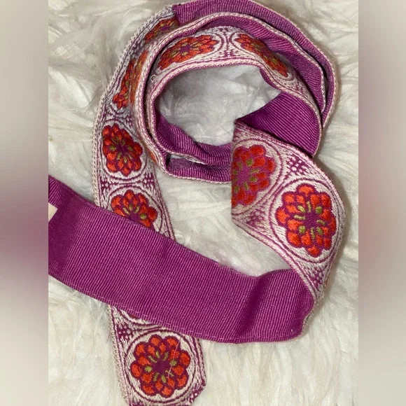 Floral Embroidered Belt - Purple/Pink and Red - Picture 2 of 13